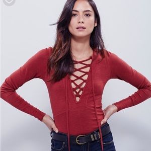 Free people lucky lace up long sleeve